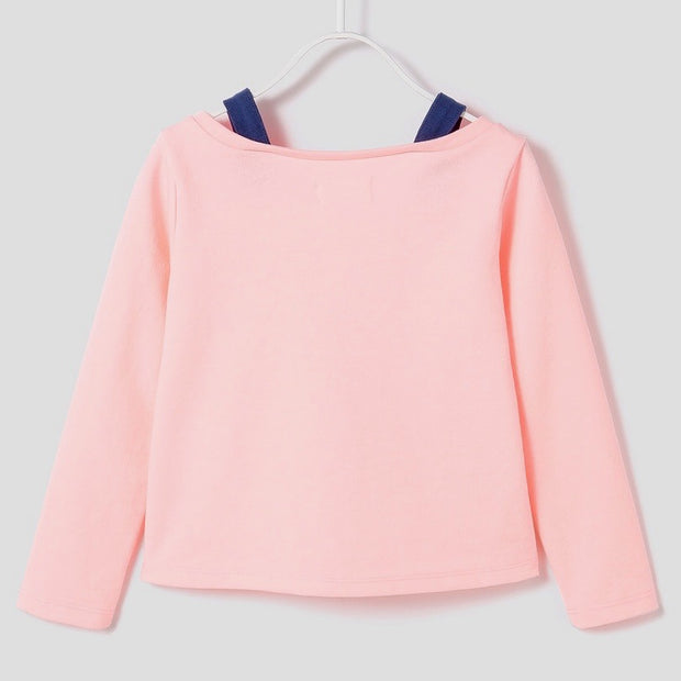 Girl's Off-Shoulder Active Shirt. Peach.