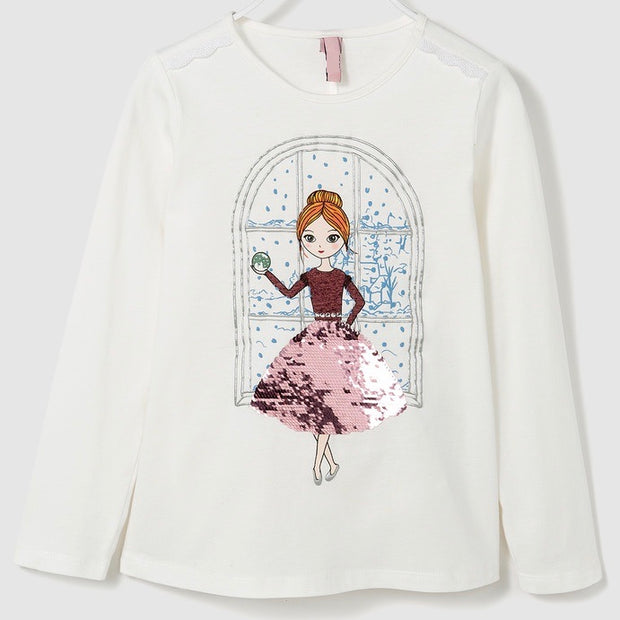 Girl's Balerina Flip Sequin long sleeve shirt.