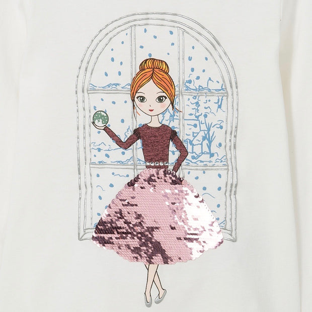 Girl's Balerina Flip Sequin long sleeve shirt.