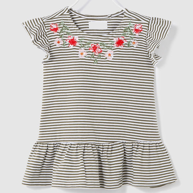 Girls Striped Top. Grey