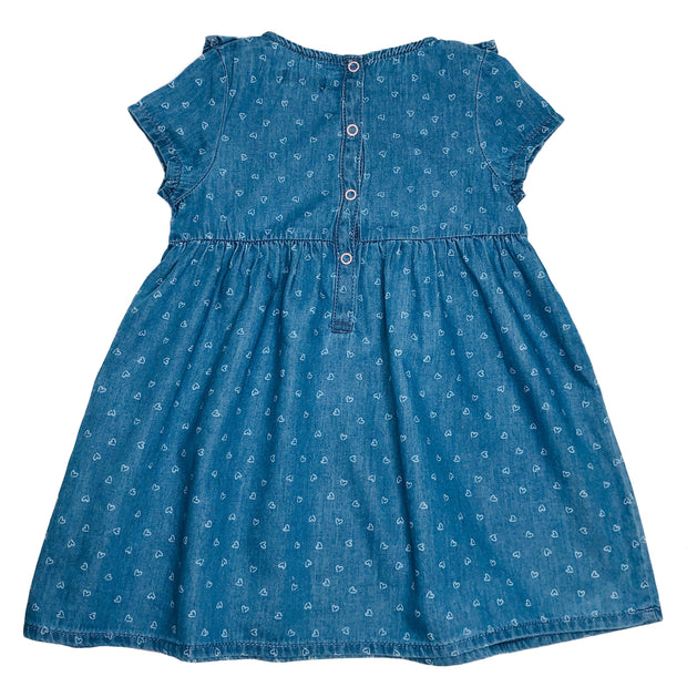 Baby Girl's Denim Chambray Dress. Medium wash.
