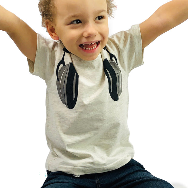 Boy Headset Graphic Tee. Grey.