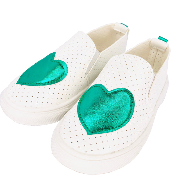 Girl's Summer Slip On Flats. Green
