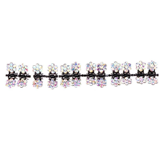 Mini Rhinestone Flower Clips 12 Pack