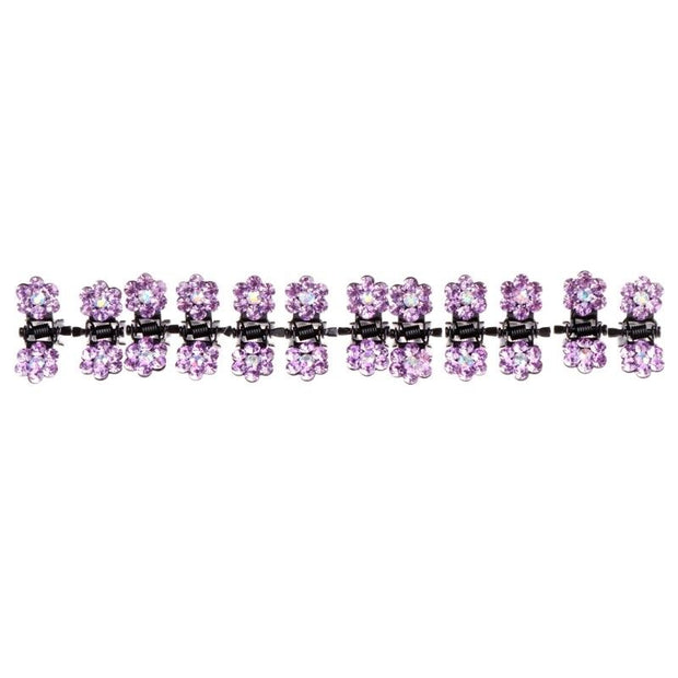 Mini Rhinestone Flower Clips 12 Pack