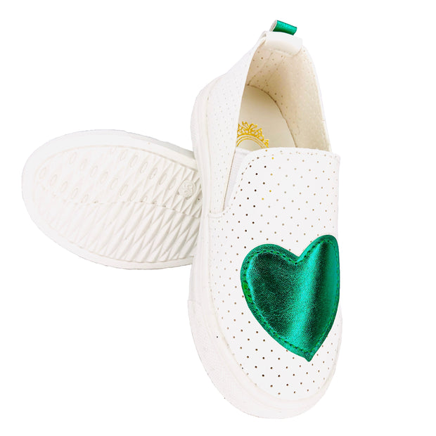 Girl's Summer Slip On Flats. Green