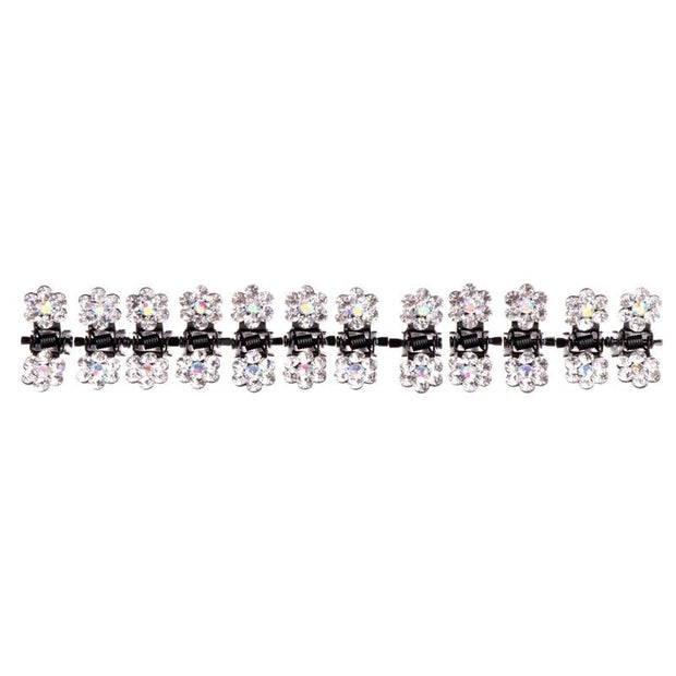 Mini Rhinestone Flower Clips 12 Pack
