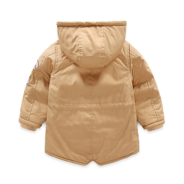 Plush padded warm Jacket for Boys. Khaki.