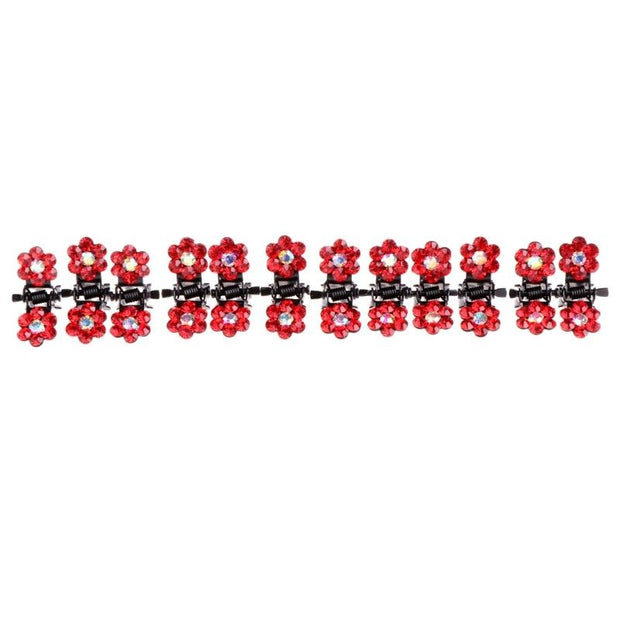 Mini Rhinestone Flower Clips 12 Pack