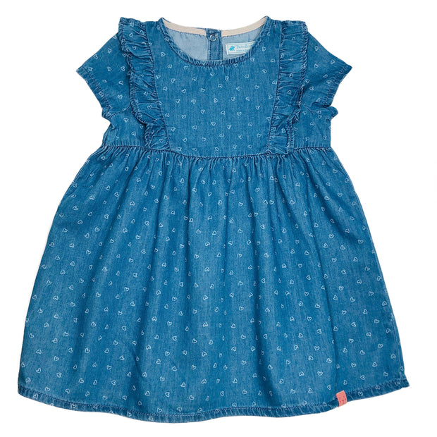Baby Girl's Denim Chambray Dress. Medium wash.