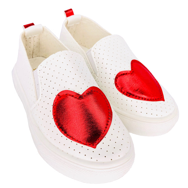 Girl's Summer Slip On Flats. Red