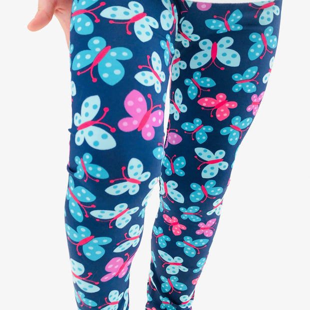Girl Navy Blue Butterfly Print super soft Summer Leggings