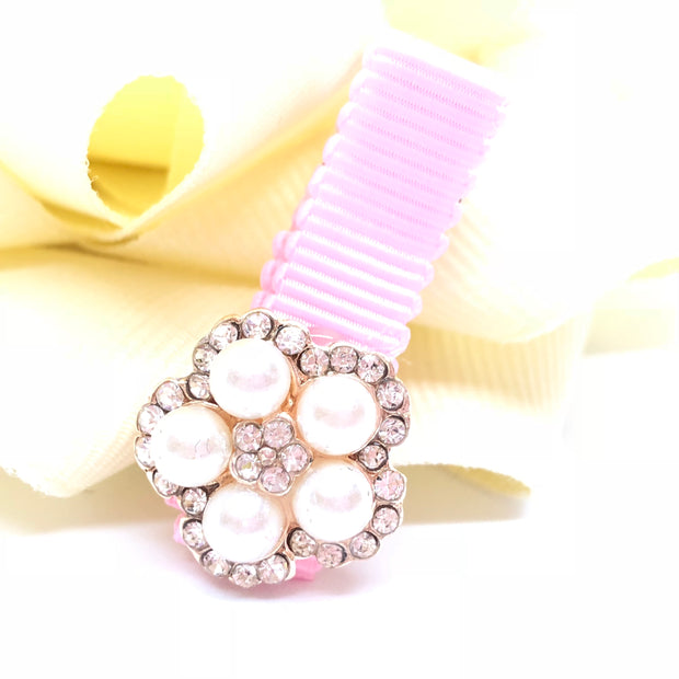 Cute Girl Pearl-Rhinestone Round Flower Hair Clip