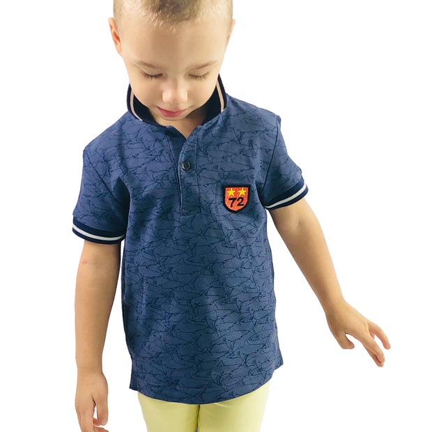 Boy's Blue Shark Polo Shirt