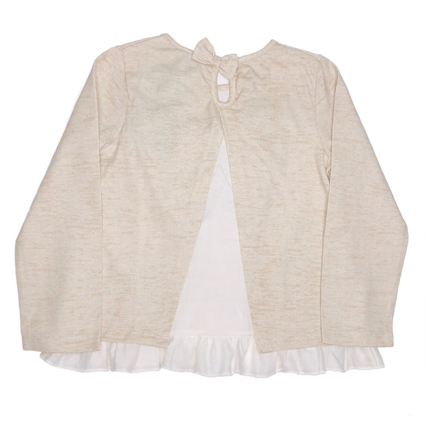 Girls Flower - Bow detail long sleeve shirt