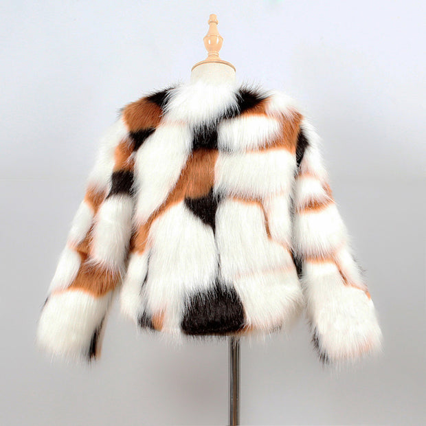 White Faux Fur Coat for Girls