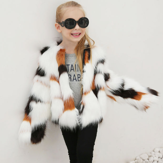 White Faux Fur Coat for Girls