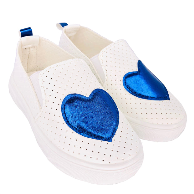 Girl's Summer Slip On Flats. Blue