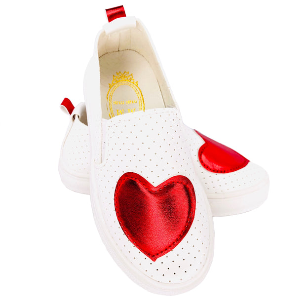 Girl's Summer Slip On Flats. Red
