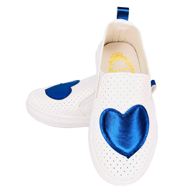 Girl's Summer Slip On Flats. Blue