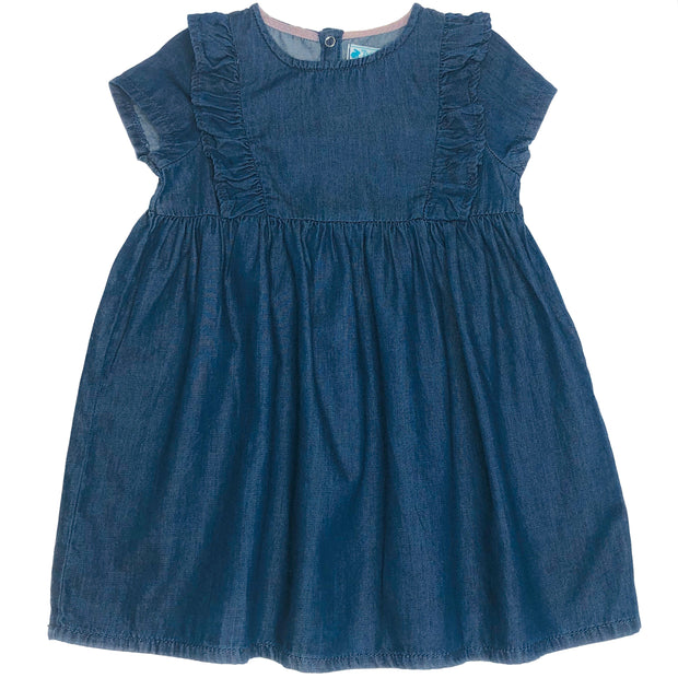 Baby Girl's Denim Chambray Dress. Dark Wash.