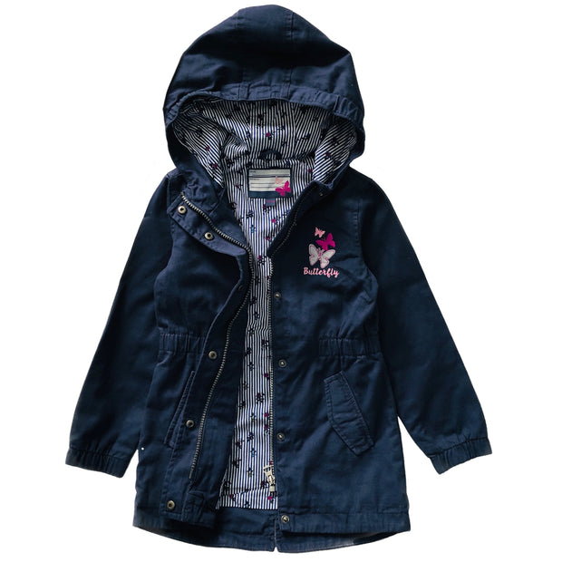 Girl's Navy blue Butterfly Parka