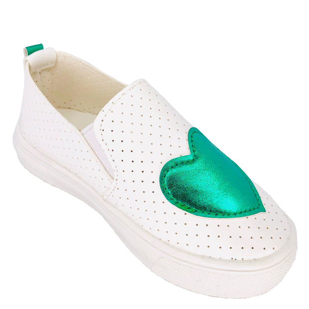 Girl's Summer Slip On Flats. Green