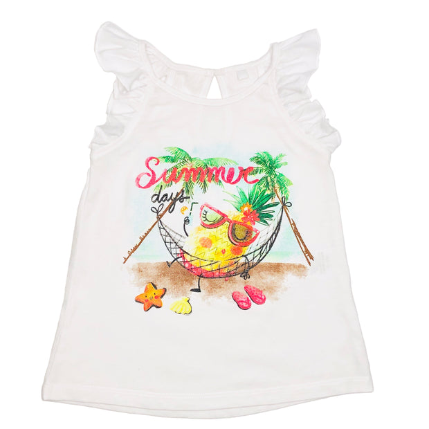 Baby Girl Sparkling Pineapple print Ruffle Sleeve Top