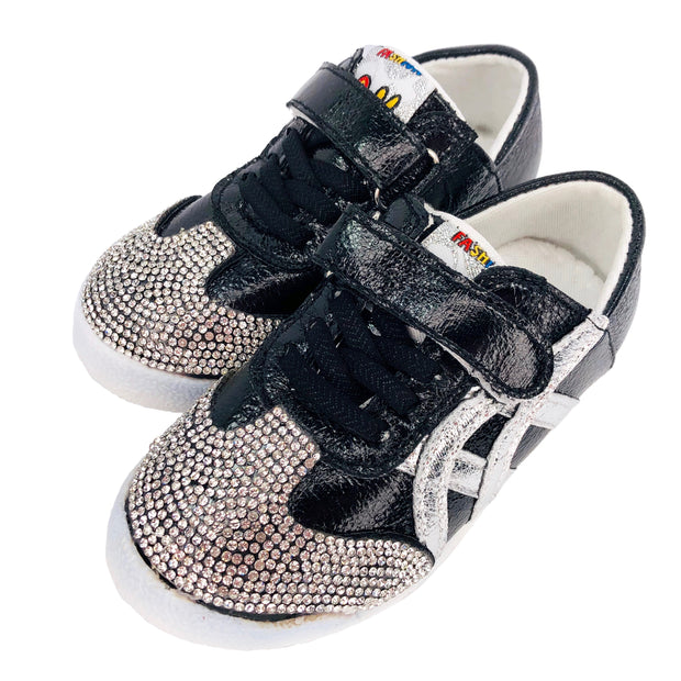 Girls Shining Me Sneakers. Black.