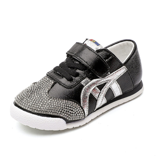 Girls Shining Me Sneakers. Black.