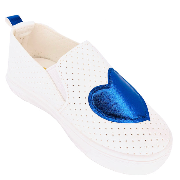 Girl's Summer Slip On Flats. Blue