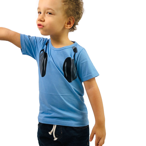 Boy Headset Graphic Tee. Blue.
