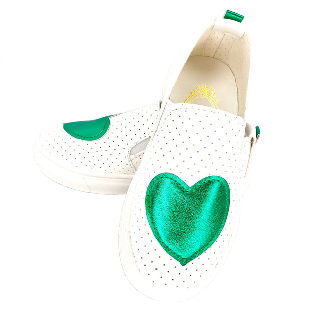 Girl's Summer Slip On Flats. Green