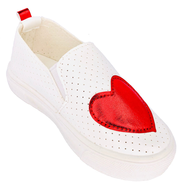 Girl's Summer Slip On Flats. Red