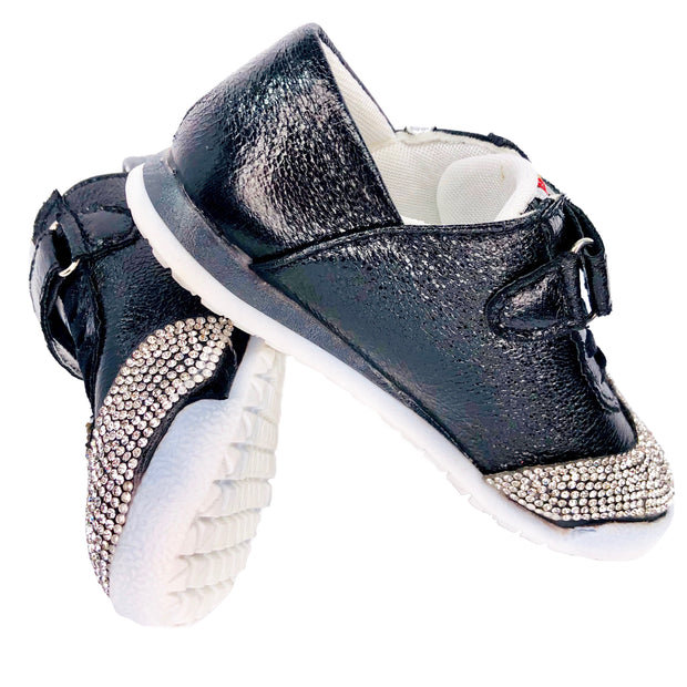Girls Shining Me Sneakers. Black.
