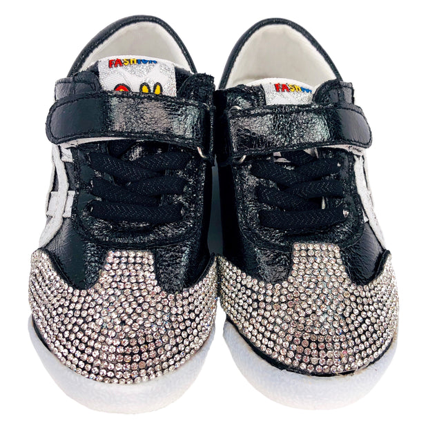 Girls Shining Me Sneakers. Black.