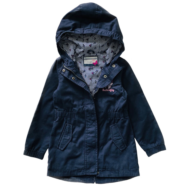 Girl's Navy blue Butterfly Parka