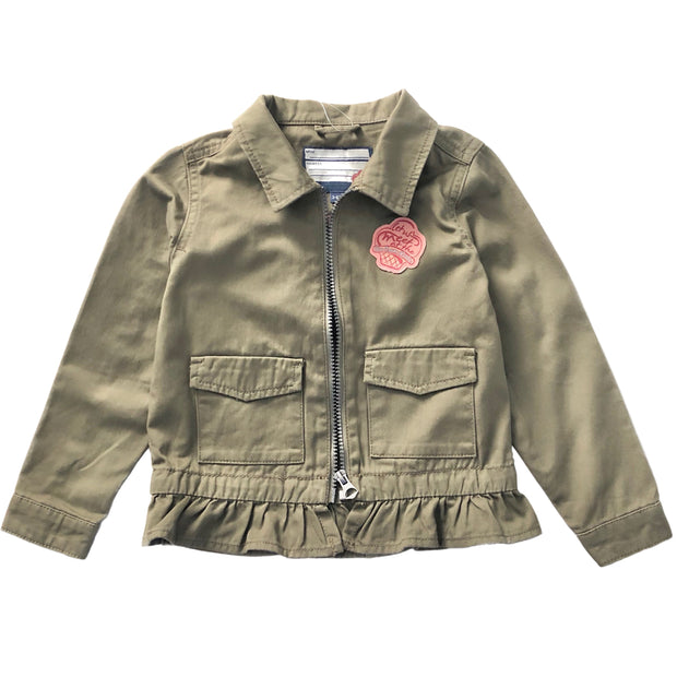 Girl's Denim Jacket. Olive Green.
