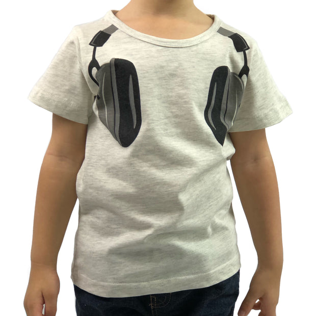 Boy Headset Graphic Tee. Grey.