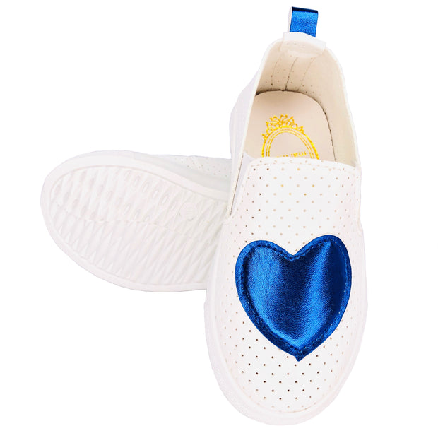 Girl's Summer Slip On Flats. Blue