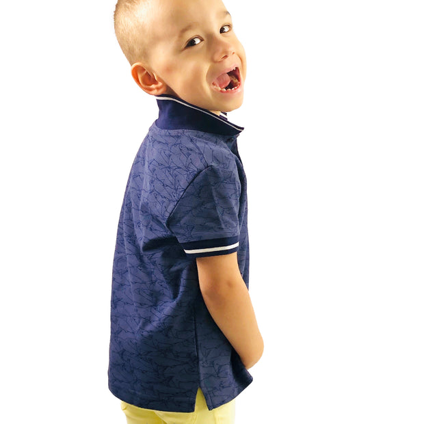 Boy's Blue Shark Polo Shirt
