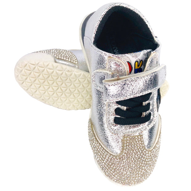 Girls Shining Me Sneakers. Silver.