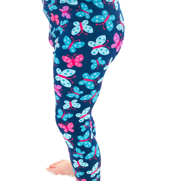 Girl Navy Blue Butterfly Print super soft Summer Leggings