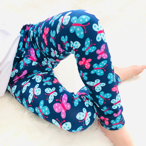Girl Navy Blue Butterfly Print super soft Summer Leggings