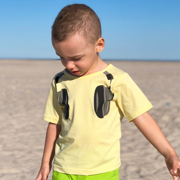 Boy Headset Graphic Tee. Yellow.