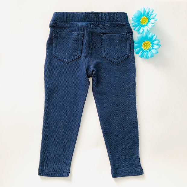 Girl's Denim Leggings. Dark wash