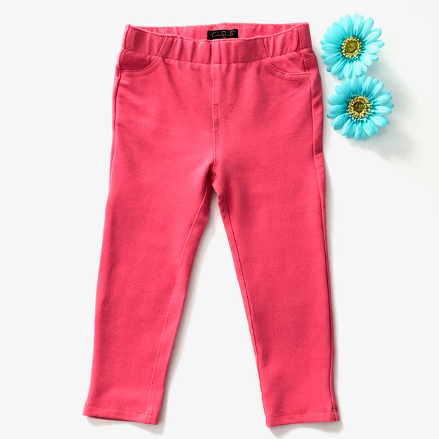 Girl's Denim Leggings. Pink