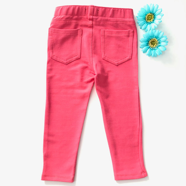 Girl's Denim Leggings. Pink