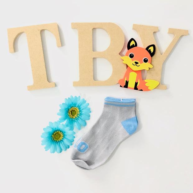 Boy Cotton ankle socks. Gray-Blue.