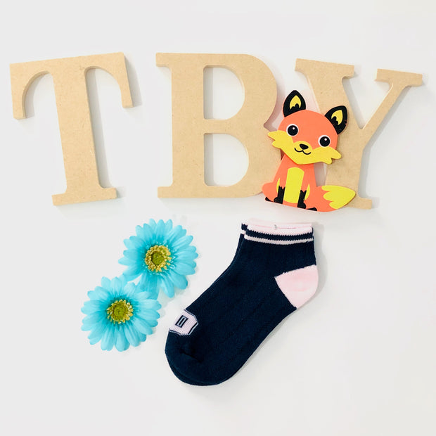 Unisex Cotton ankle socks. Navy-Pink.